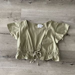 Princess Polly Sage Green Crop Top Size 4